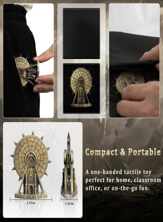 EZUO DND Ferris Wheel Spinner Metal Dice, Rotating Dice Set for Role Playing Gaming with Box, Polyhedral Dice with 3D Relief Design, for Dungeons and Dragons and Tabletop Games (Bronze) - Image 4